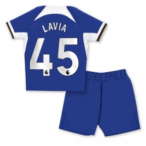 Chelsea Romeo Lavia #45 Replica Home Stadium Kit for Kids 2023-24 Short Sleeve (+ pants)